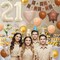 21st Birthday Balloon Number 21 Foil Balloon Happy Birthday Banner with Star Heart Balloons (21st Sand White Brown)